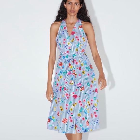 zara-dresses-zara-floral-dress-striped-v-neck-xs-nwt-poshmark